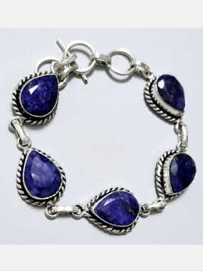 Narural Sapphire Sterling silver Link bracelet